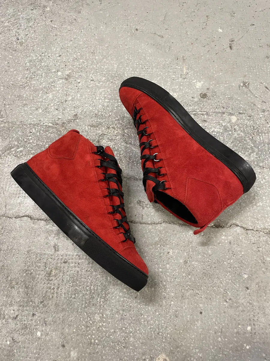 Balenciaga Arena Red & Black Devil Suede Leather High Shoes (42.5eu/us9) 5