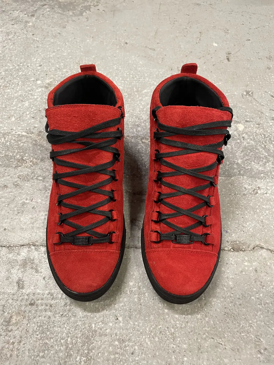 Balenciaga Arena Red & Black Devil Suede Leather High Shoes (42.5eu/us9) 6