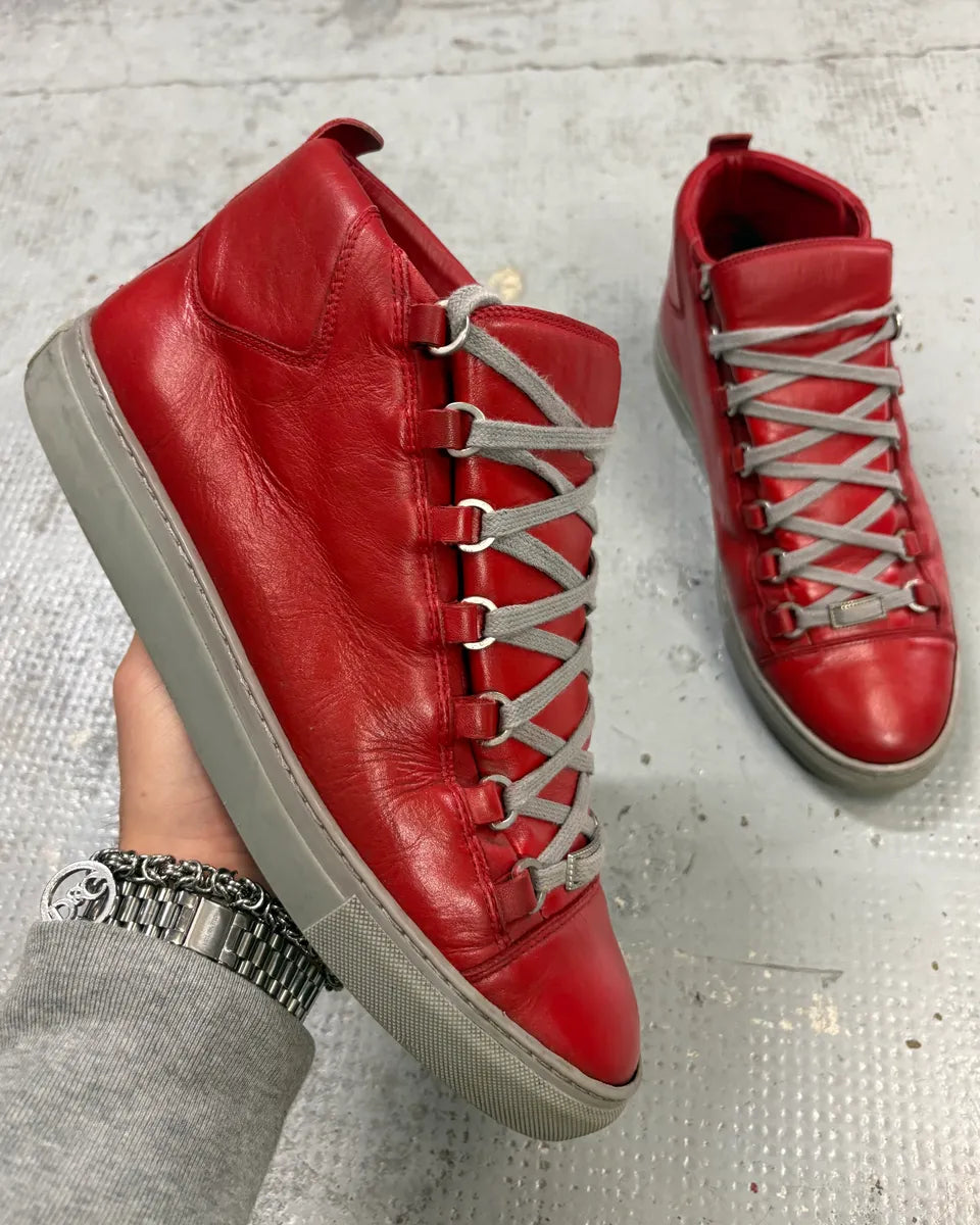 Balenciaga Arena Red & Grey High Top Sneakers abWADla 0