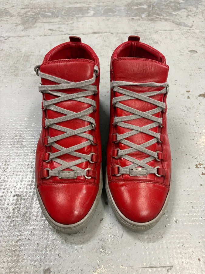 Balenciaga Arena Red & Grey High Top Sneakers abWADla 1