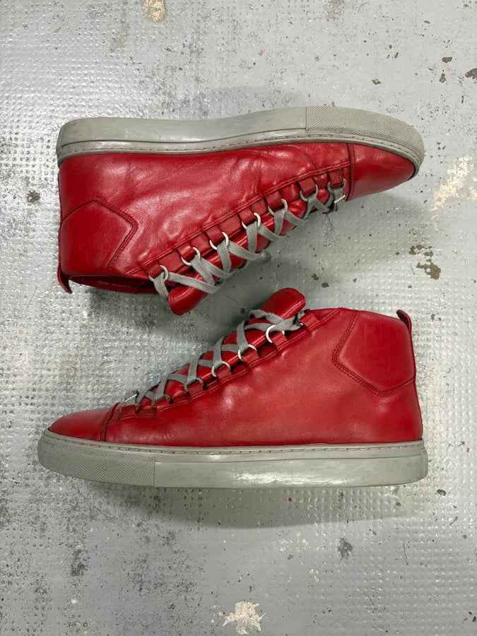 Balenciaga Arena Red & Grey High Top Sneakers abWADla 3