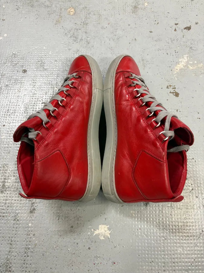 Balenciaga Arena Red & Grey High Top Sneakers abWADla 4