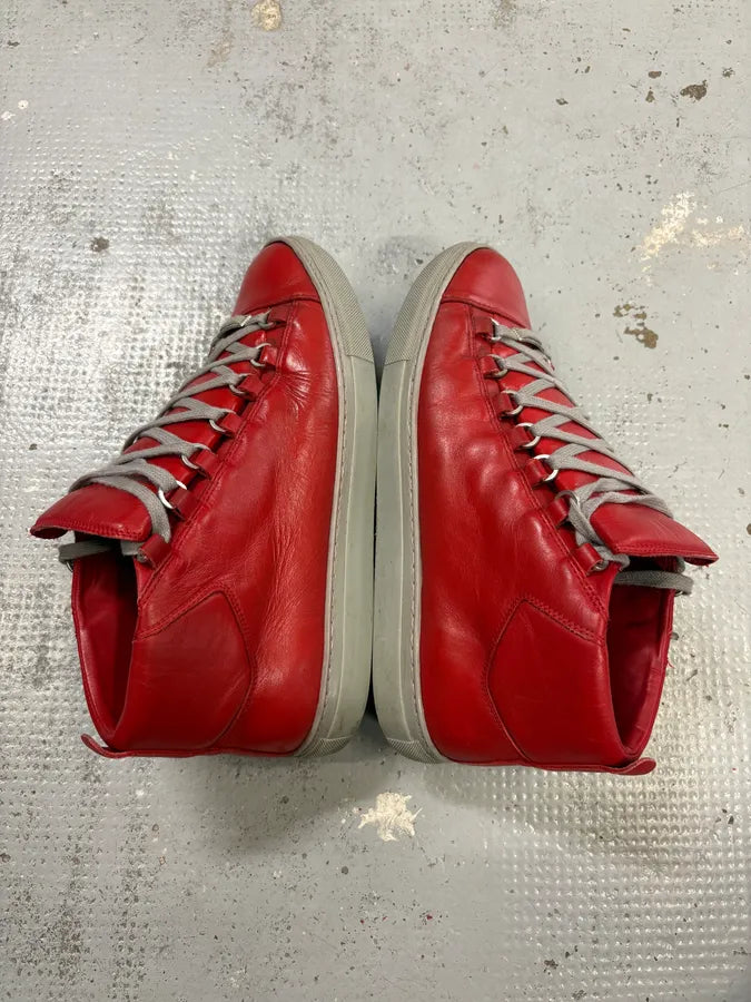 Balenciaga Arena Red & Grey High Top Sneakers abWADla 5