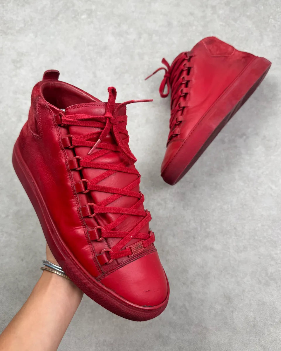 Balenciaga Arena Red Gradient Suede Leather High Sneakers RfUKcFm 0