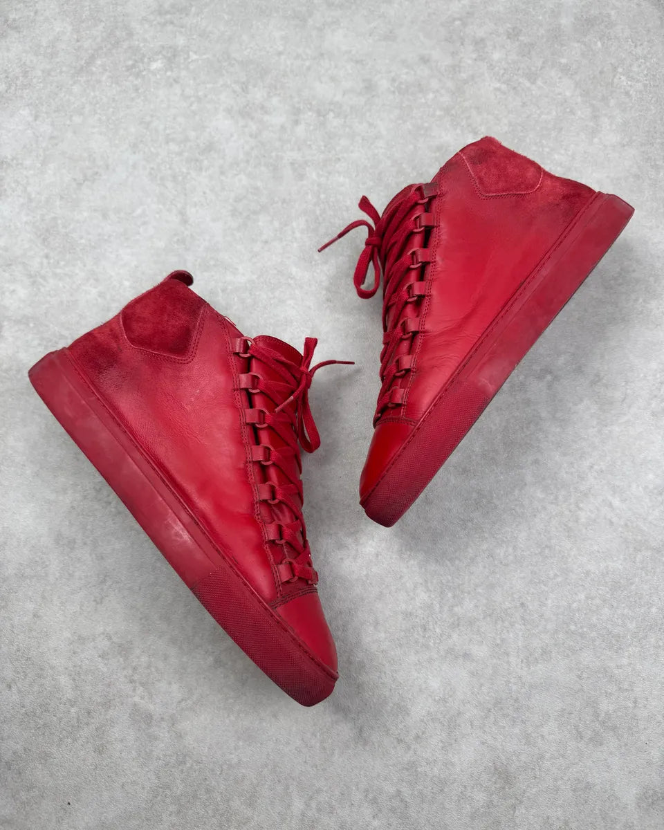 Balenciaga Arena Red Gradient Suede Leather High Sneakers RfUKcFm 1