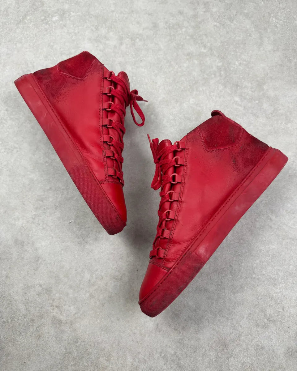 Balenciaga Arena Red Gradient Suede Leather High Sneakers RfUKcFm 2