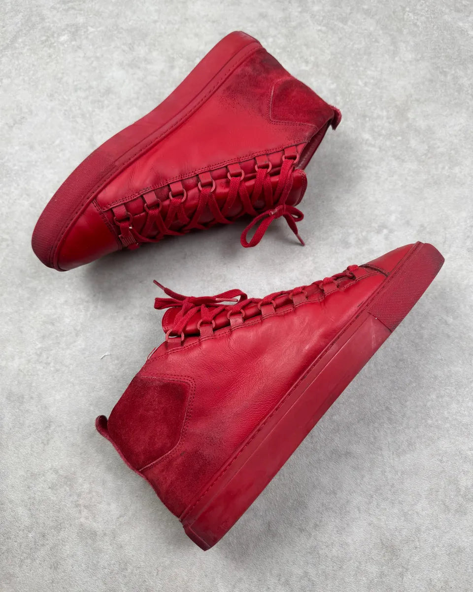 Balenciaga Arena Red Gradient Suede Leather High Sneakers RfUKcFm 3