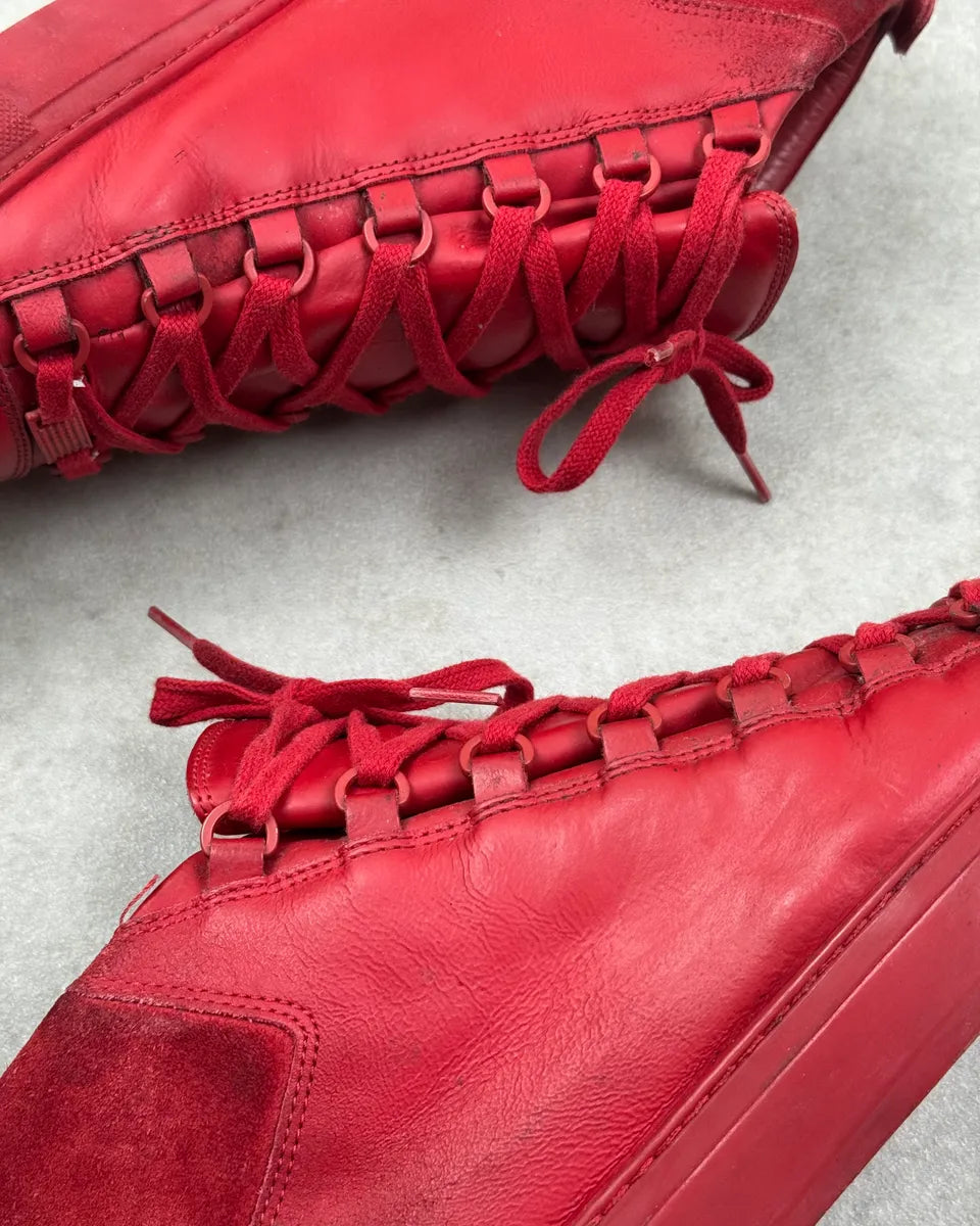 Balenciaga Arena Red Gradient Suede Leather High Sneakers RfUKcFm 4