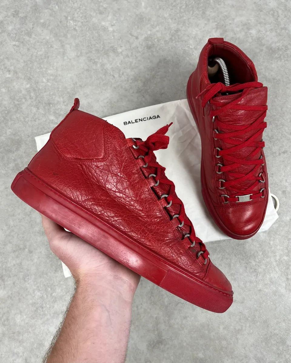Balenciaga Arena Red High Leather Sneakers DUoeXll 0