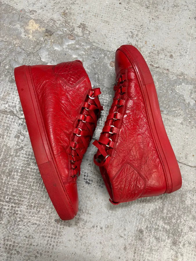 Balenciaga Arena Red High Leather Sneakers HKAYmsI 5