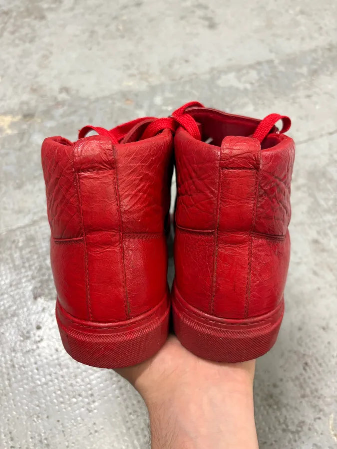 Balenciaga Arena Red High Leather Sneakers HKAYmsI 6