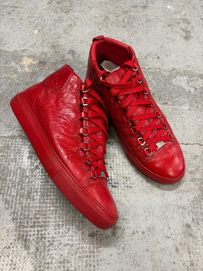 Balenciaga Arena Red High Leather Sneakers HKAYmsI 4