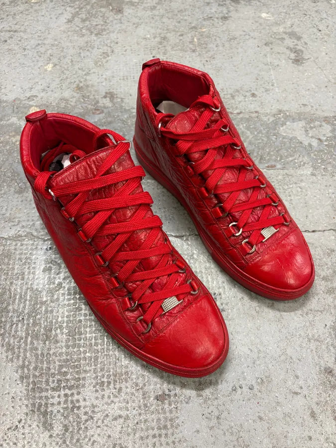 Balenciaga Arena Red High Leather Sneakers HKAYmsI 2