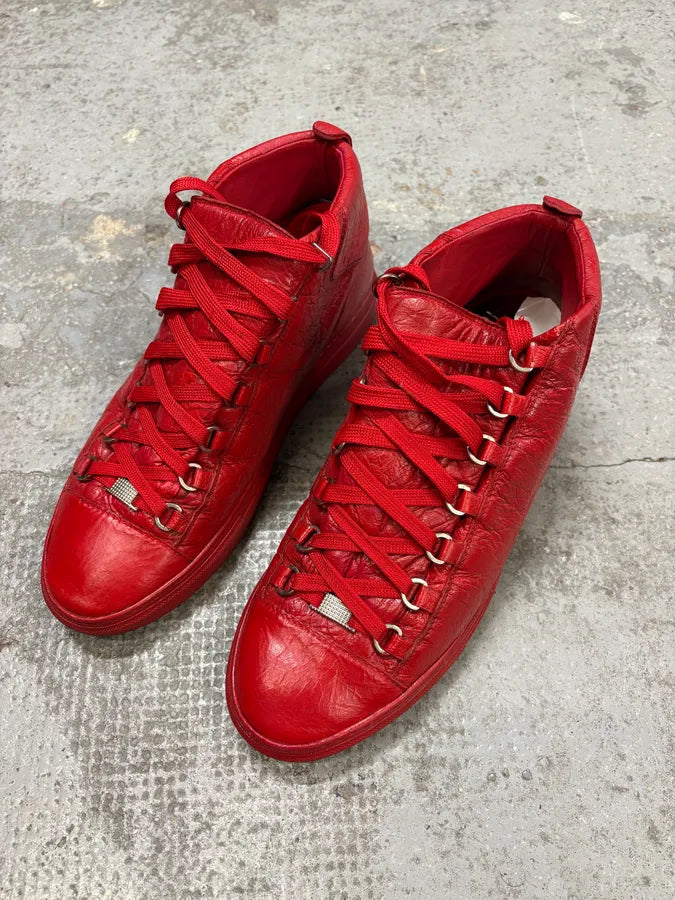 Balenciaga Arena Red High Leather Sneakers HKAYmsI 3