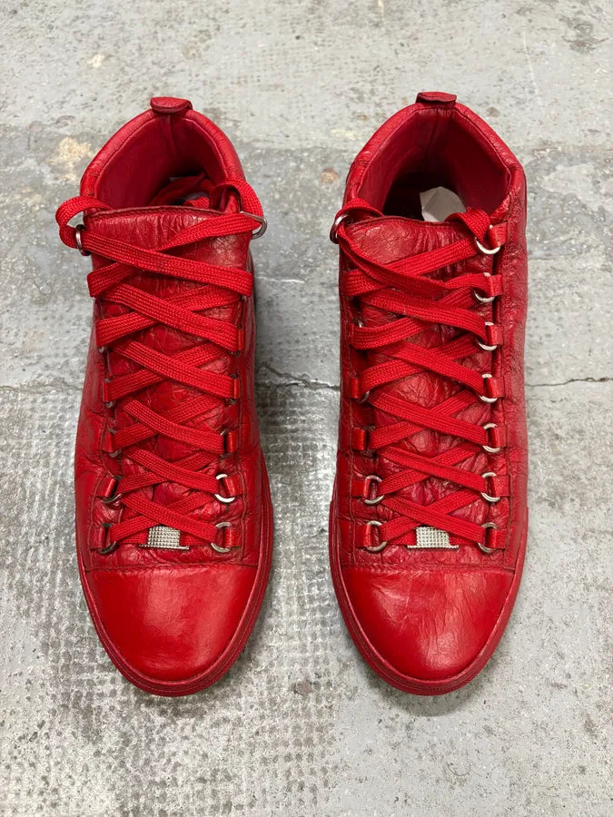 Balenciaga Arena Red High Leather Sneakers HKAYmsI 1
