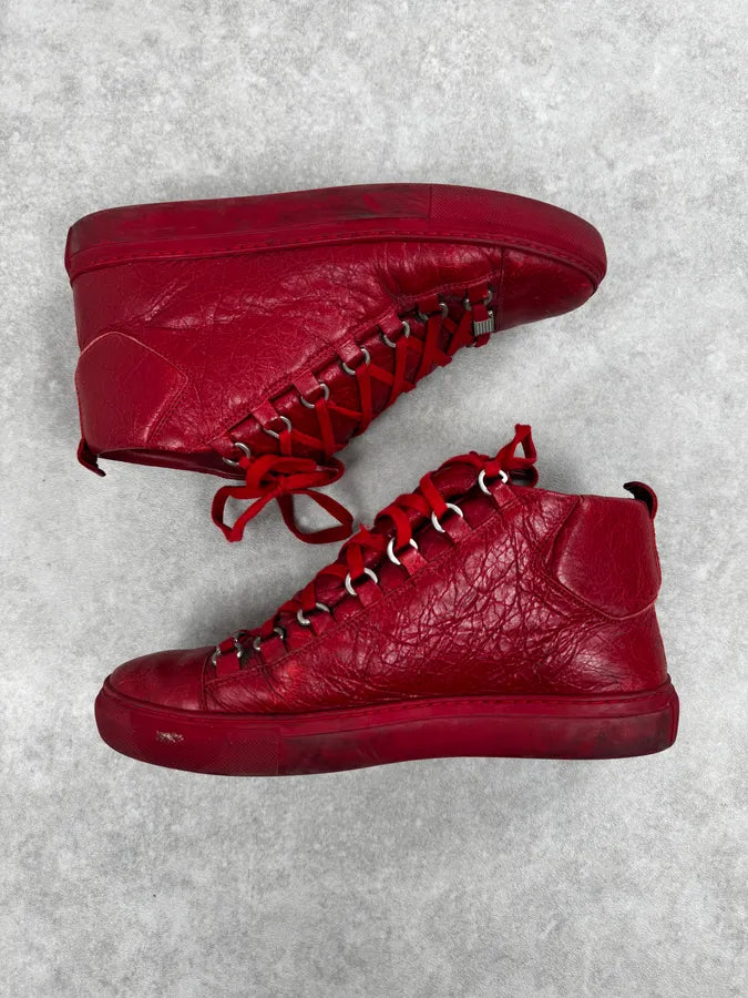 Balenciaga Arena Red High Leather Sneakers DrhlbEa 2