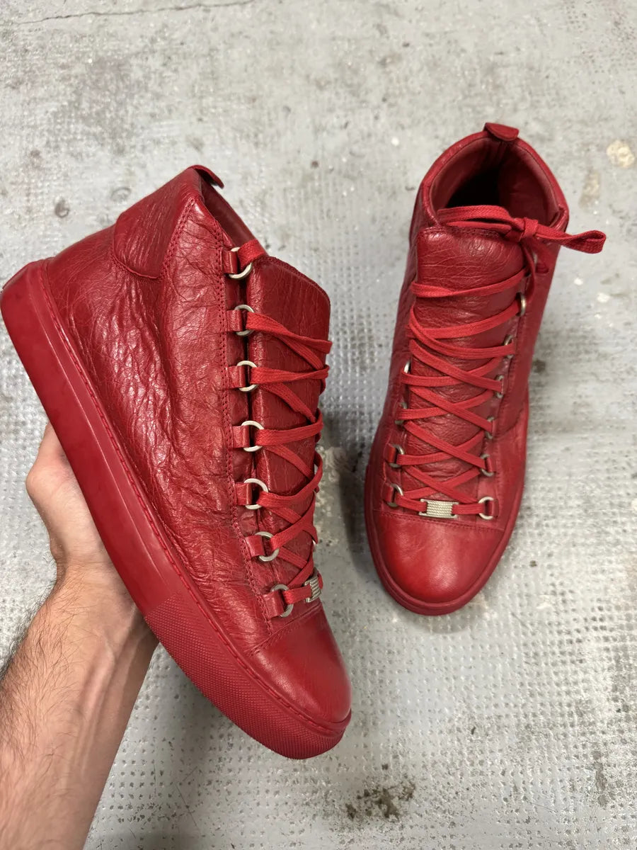 Balenciaga Arena Red High Leather Sneakers ROfFIIE 0
