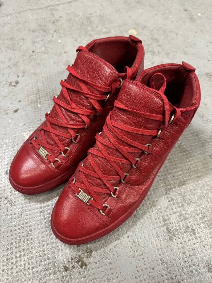 Balenciaga Arena Red High Leather Sneakers ROfFIIE 1