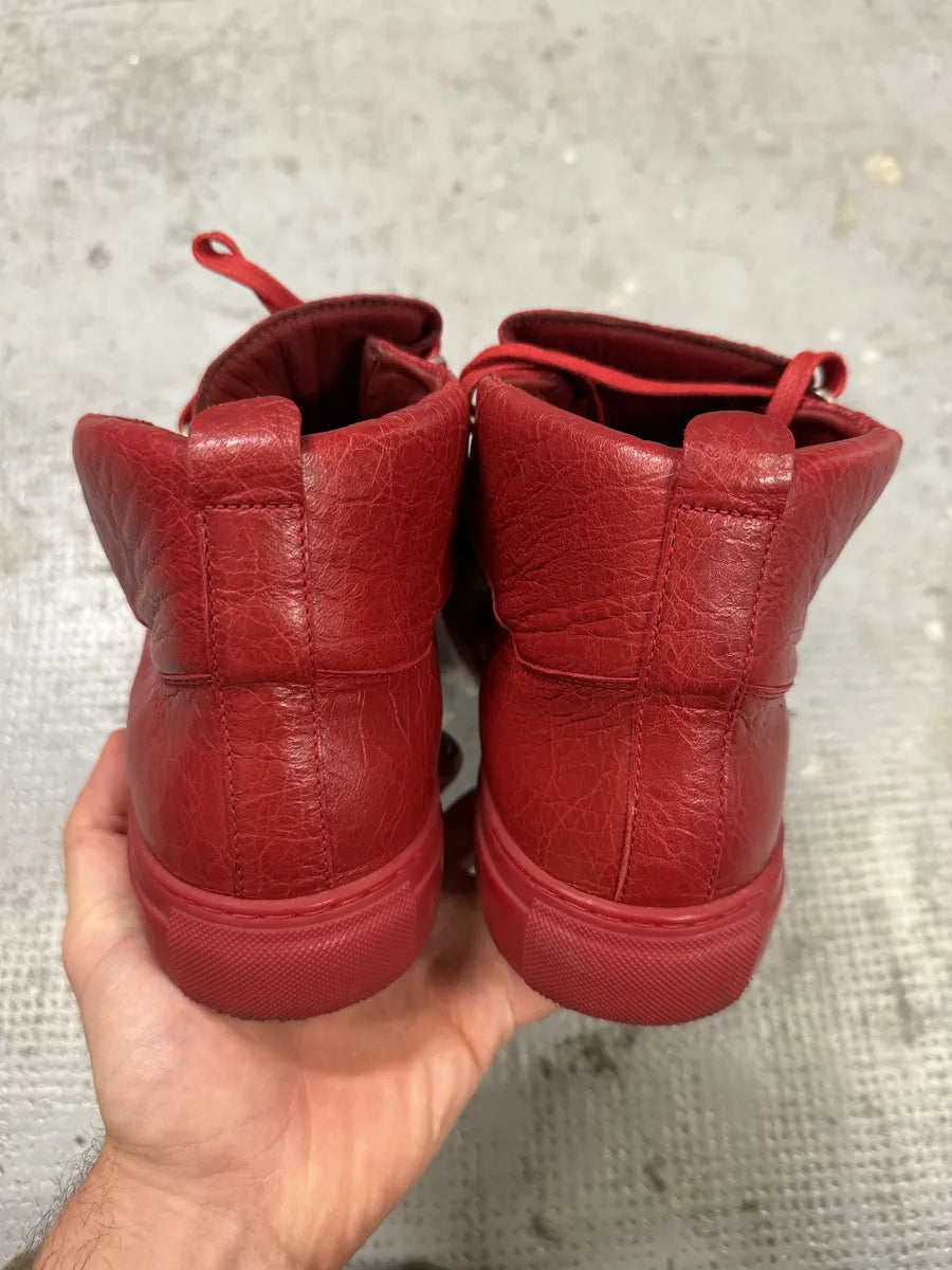 Balenciaga Arena Red High Leather Sneakers ROfFIIE 6