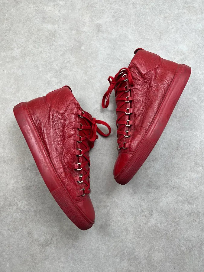 Balenciaga Arena Red Leather High Sneakers kJzYXhZ 1