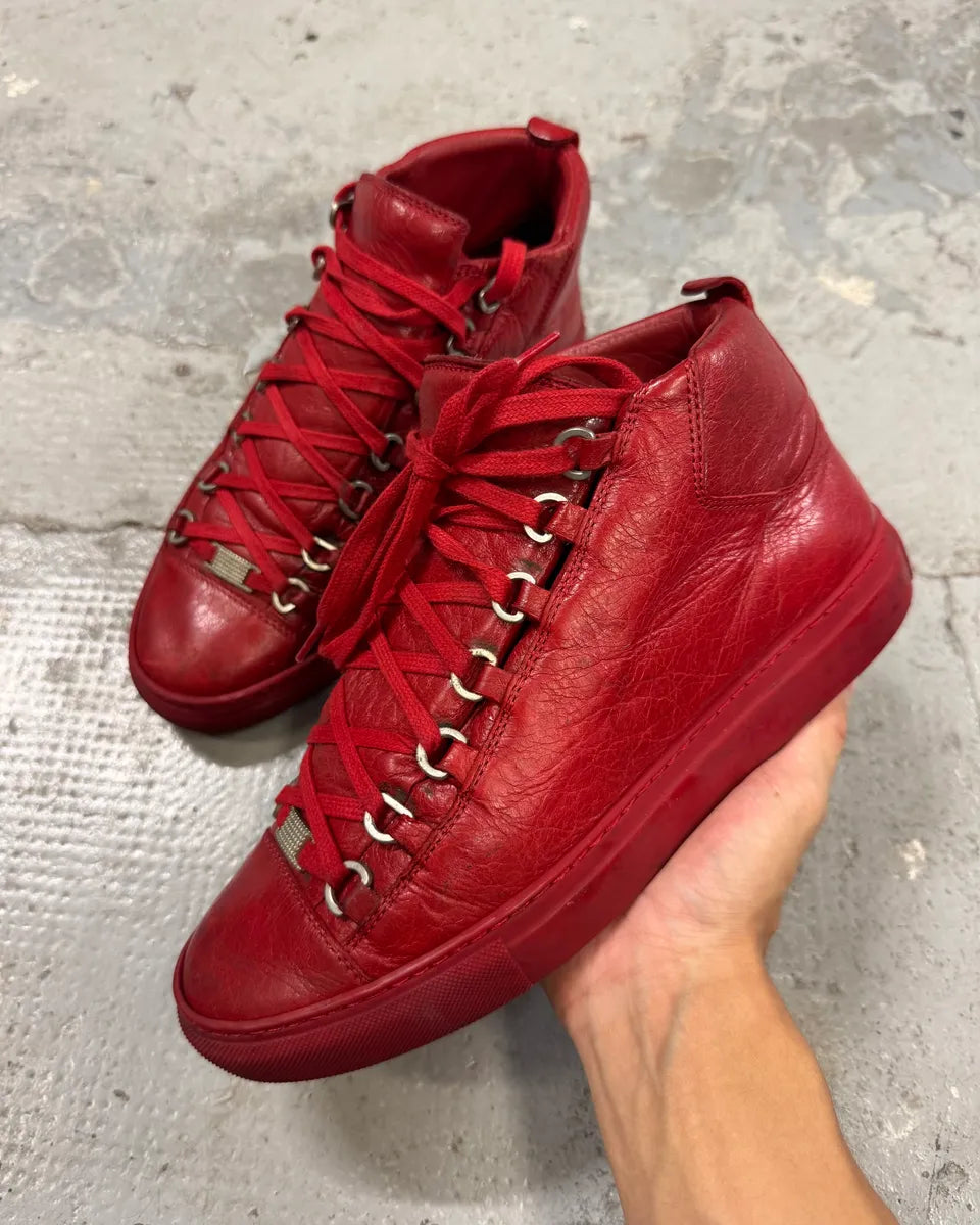 Balenciaga Arena Red Leather High Sneakers PTqDZSo 0