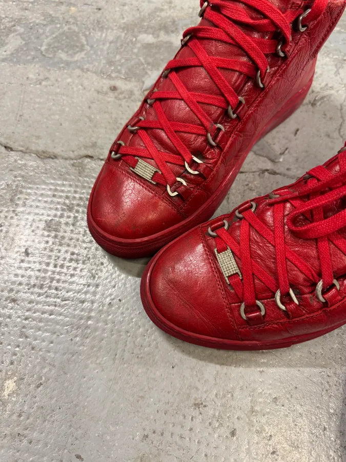 Balenciaga Arena Red Leather High Sneakers PTqDZSo 3