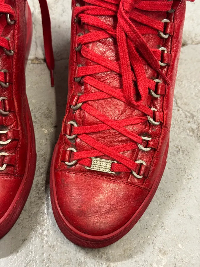Balenciaga Arena Red Leather High Sneakers – Dolce Vita Hub