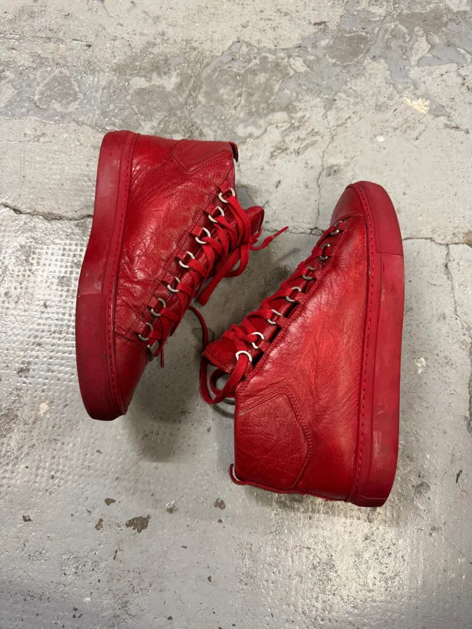 Balenciaga Arena Red Leather High Sneakers PTqDZSo 6
