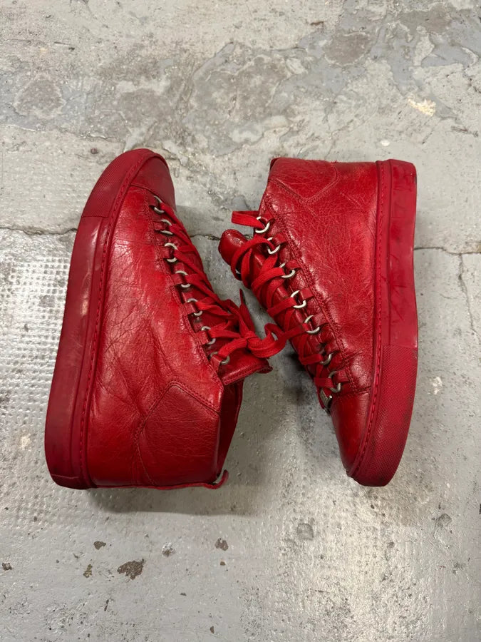 Balenciaga Arena Red Leather High Sneakers PTqDZSo 7