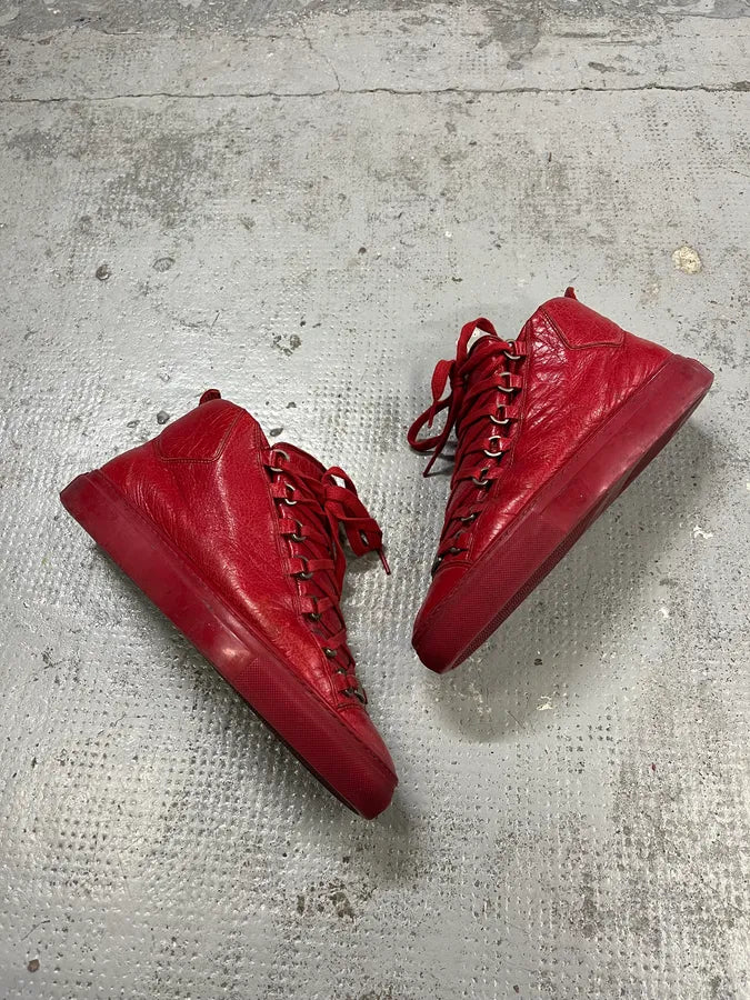 Balenciaga Arena Red Leather High-Top Sneakers qWuySUA 1