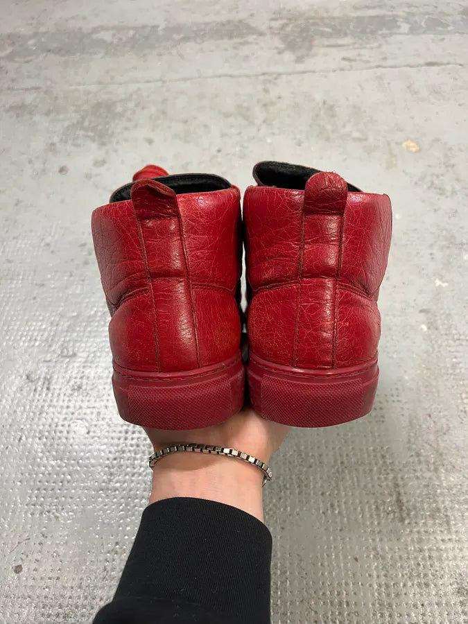 Balenciaga Arena Red Leather High-Top Sneakers qWuySUA 4