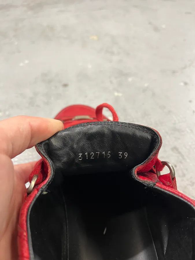 Balenciaga Arena Red Leather High-Top Sneakers qWuySUA 6