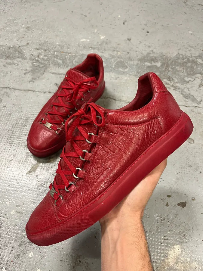 Balenciaga Arena Red Leather Low Sneakers hTWVtuV 0