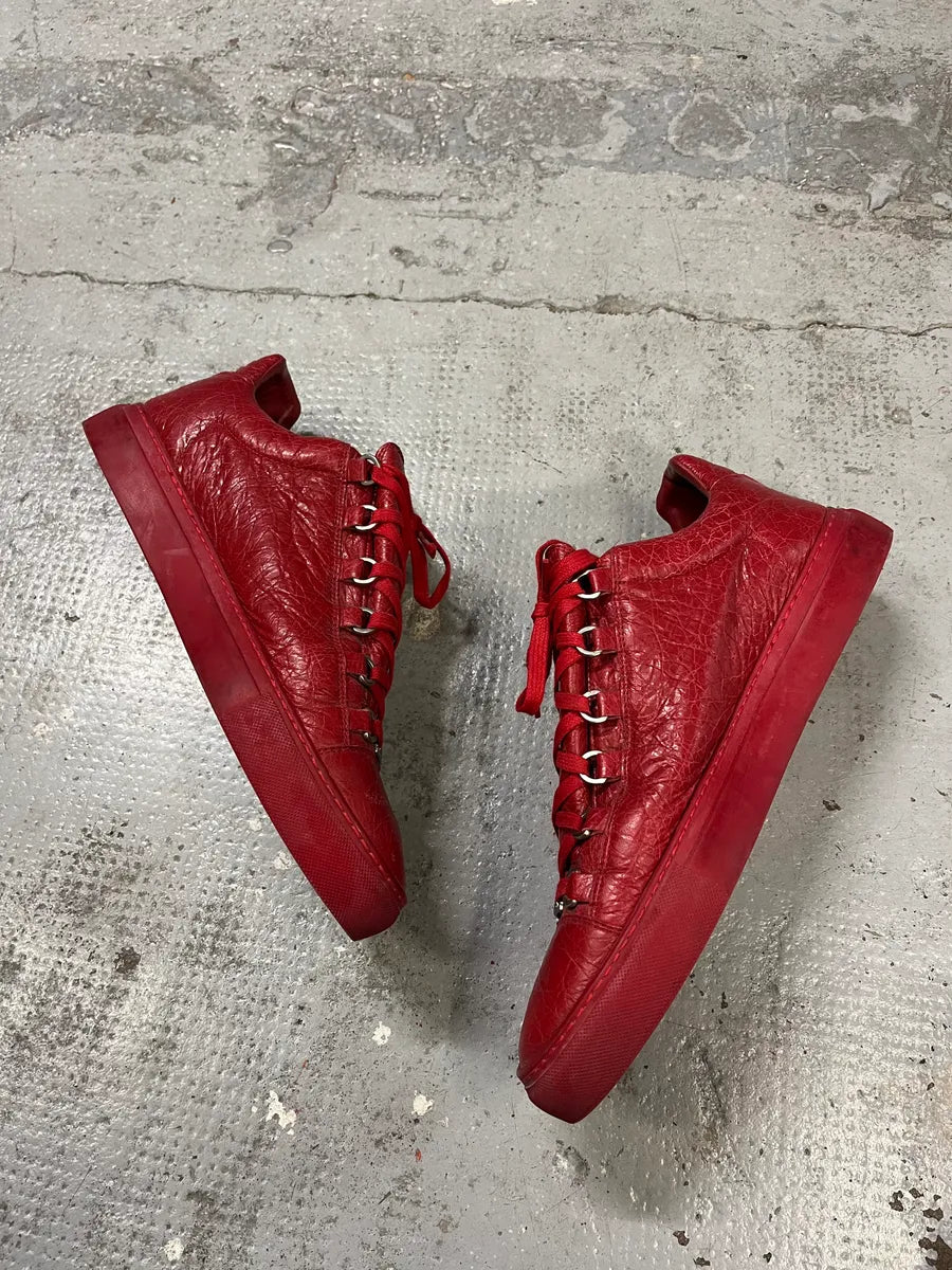 Balenciaga Arena Red Leather Low Sneakers hTWVtuV 2