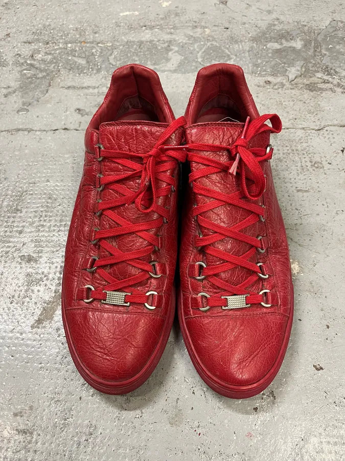 Balenciaga Arena Red Leather Low Sneakers hTWVtuV 3