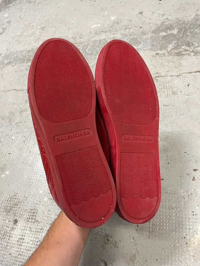 Balenciaga Arena Red Leather Low Sneakers hTWVtuV 5