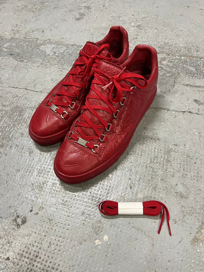 Balenciaga Arena Red Leather Low Sneakers hTWVtuV 8