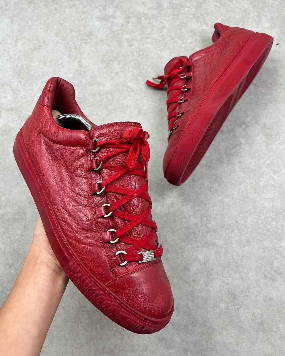 Balenciaga Arena Red Leather Low Sneakers wLCdCkm 0