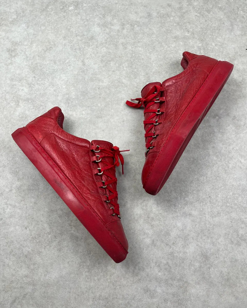 Balenciaga Arena Red Leather Low Sneakers wLCdCkm 1