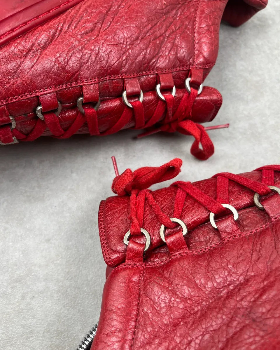Balenciaga Arena Red Leather Low Sneakers wLCdCkm 4