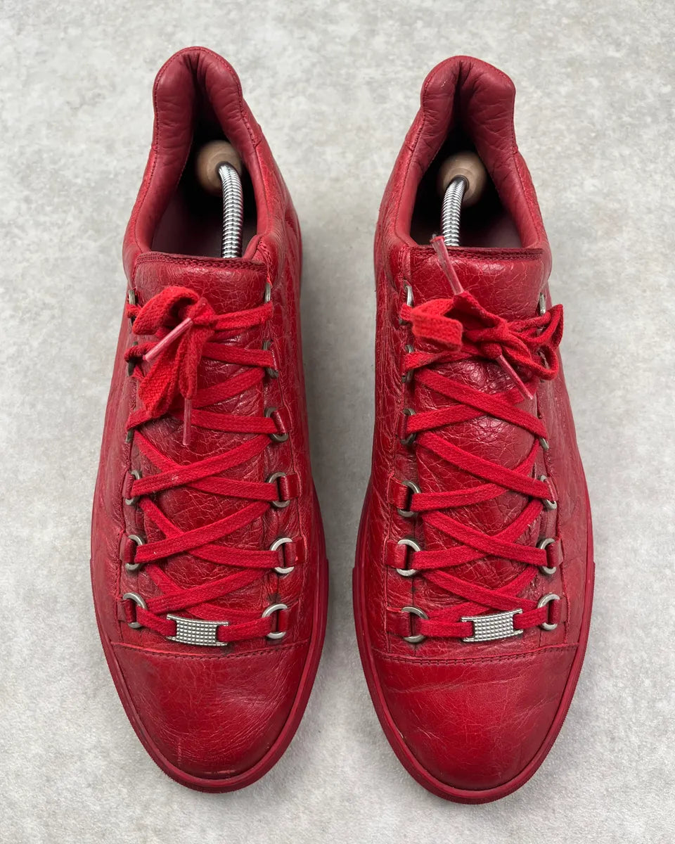 Balenciaga Arena Red Leather Low Sneakers wLCdCkm 5