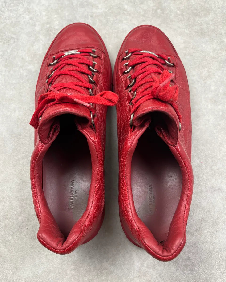 Balenciaga Arena Red Leather Low Sneakers wLCdCkm 8