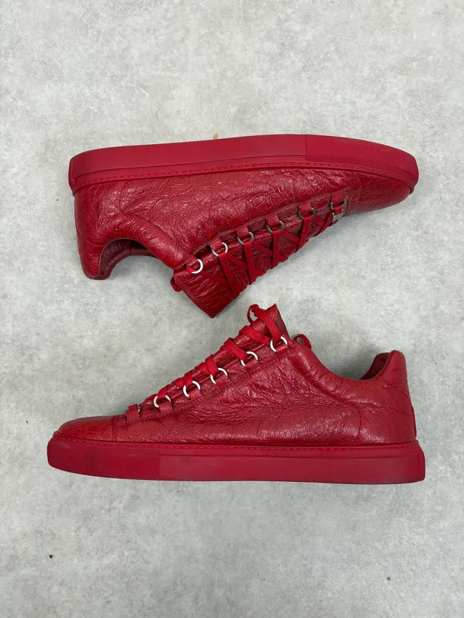 Balenciaga Arena Red Leather Low Sneakers YUhYagY 3