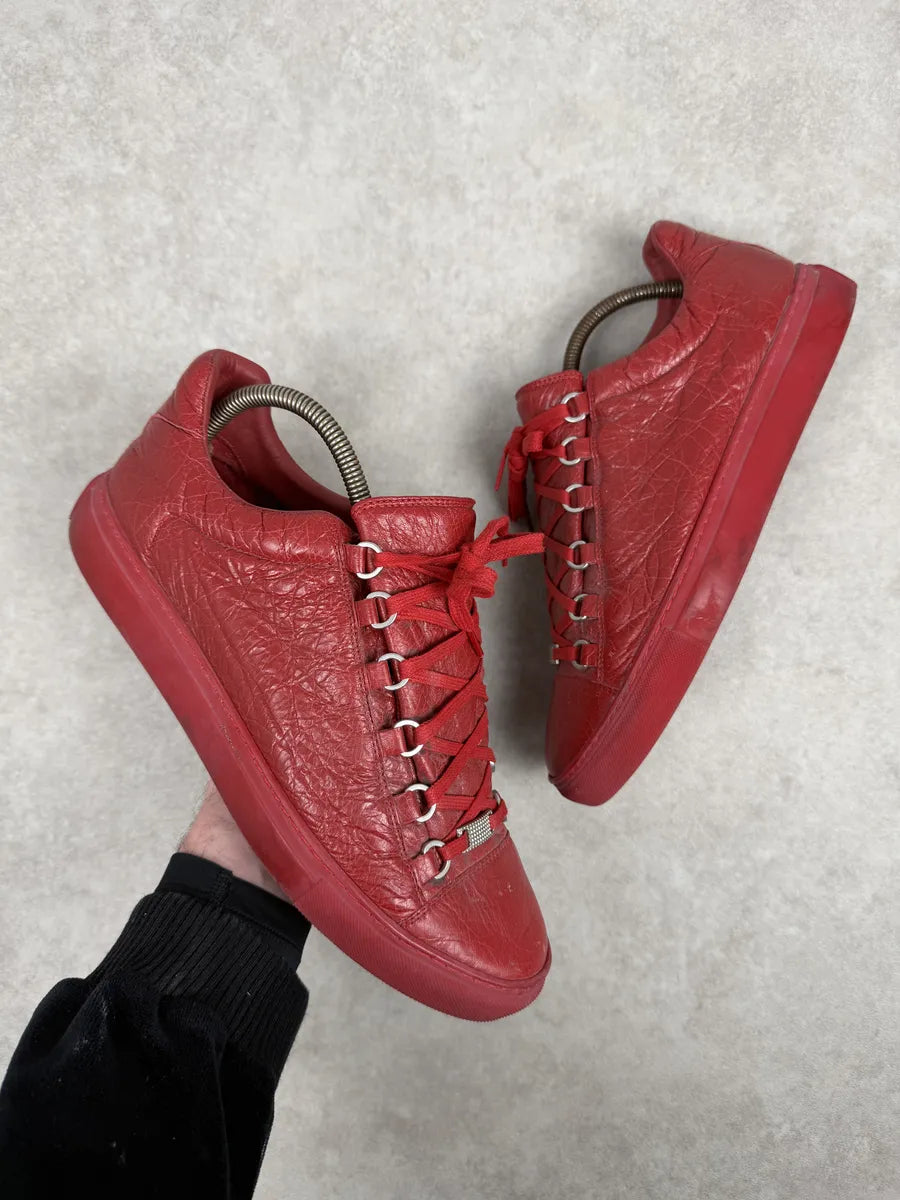 Balenciaga Arena Red Low Leather Sneakers tWnUMeS 0