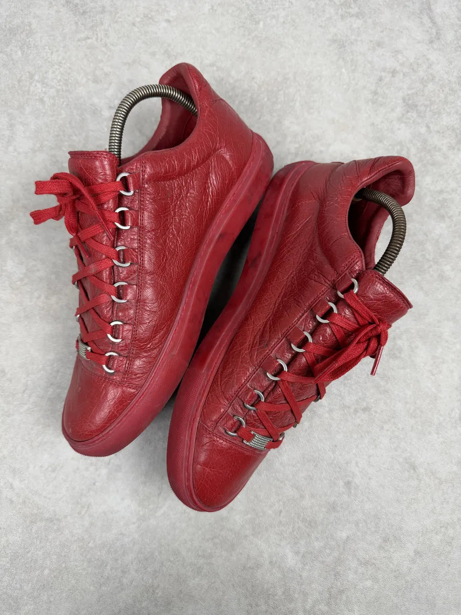 Balenciaga Arena Red Low Leather Sneakers tWnUMeS 2