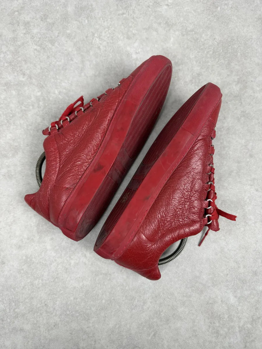 Balenciaga Arena Red Low Leather Sneakers tWnUMeS 4