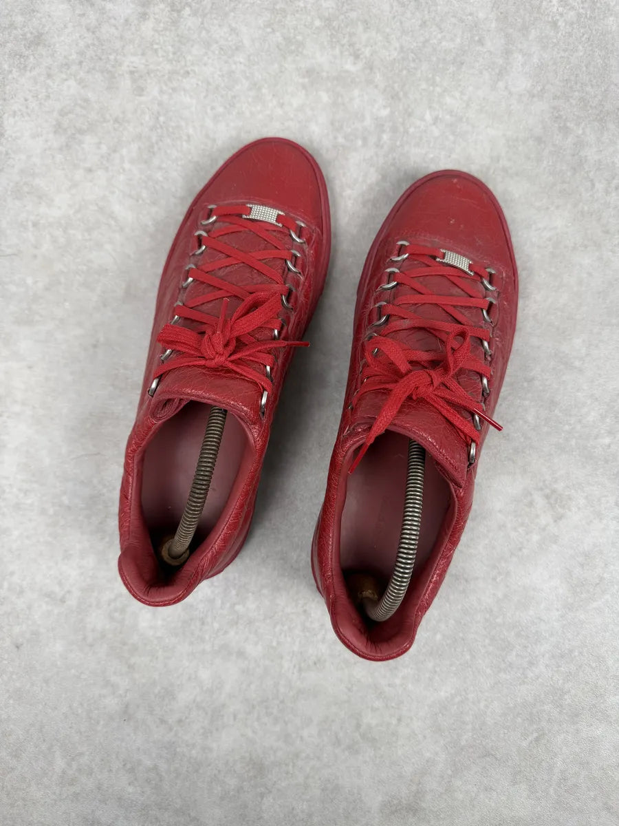 Balenciaga Arena Red Low Leather Sneakers tWnUMeS 5