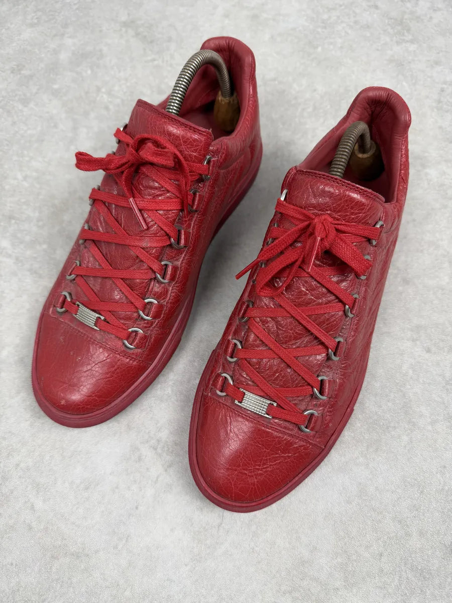 Balenciaga Arena Red Low Leather Sneakers tWnUMeS 7