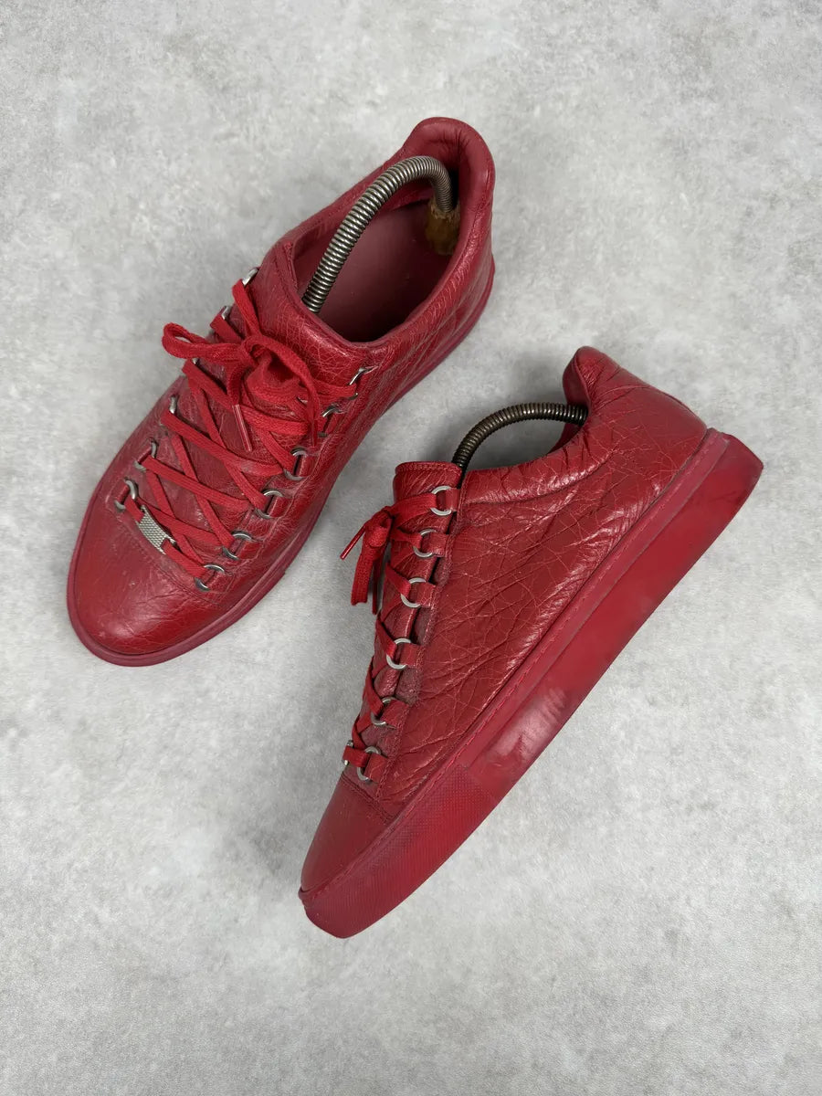 Balenciaga Arena Red Low Leather Sneakers tWnUMeS 8