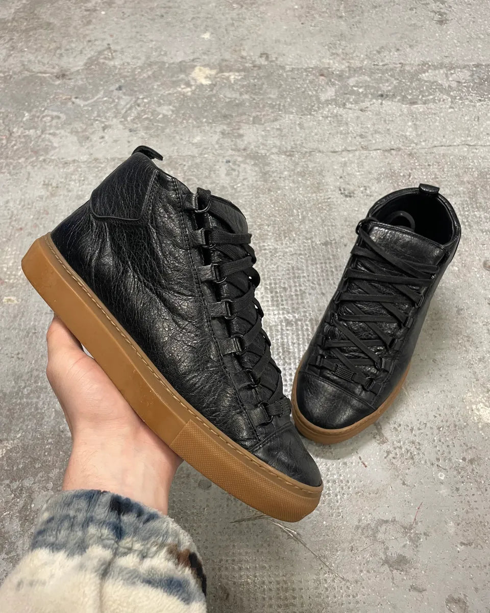 Balenciaga Arena Satin Cracked Leather High Sneakers vTJlypf 0